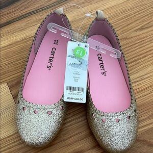 Carter's Gold and Pink Dress Shoes Sparkly Ballet Flats